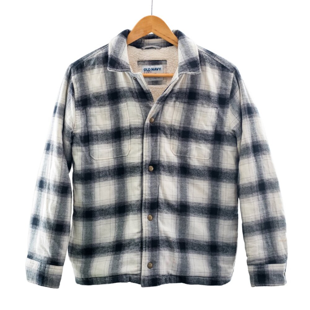Old Navy Youth XL Sherpa-Lined Plaid Shacket